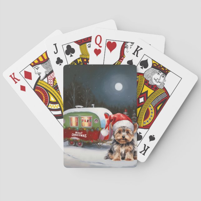 Yorkshire Terrier Husvagn Juläventyr Casinokort (Baksidan)