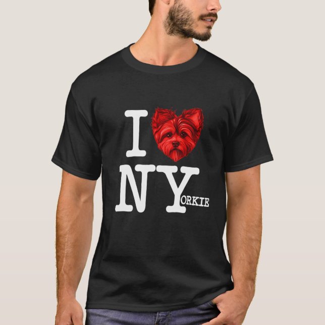 Yorkshire Terrier   I Heart New Yorkie Pun Parody T Shirt (Framsida)
