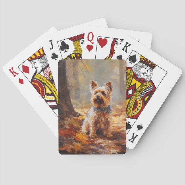 Yorkshire Terrier i Höst löv Fall Inspire Casinokort (Baksidan)
