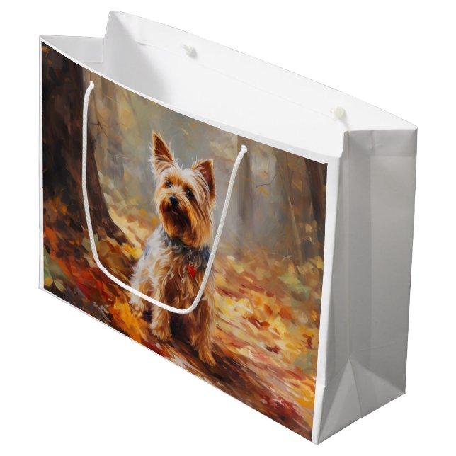Yorkshire Terrier i höstlöv Fall Inspire  (Framsidan Vinklad)