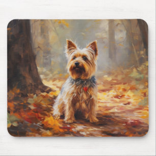 Yorkshire Terrier i höstlöv Fall Inspire Musmatta