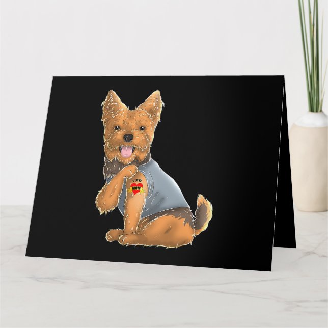 Yorkshire Terrier I Kärlek Mamma Tattoo Hund tröja Kort (Framsida)