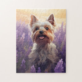 Yorkshire Terrier i Lavender fält Pussel
