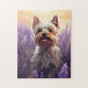 Yorkshire Terrier i Lavender fält Pussel
