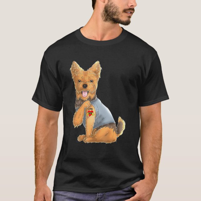 Yorkshire Terrier I Love Mom Tattoo Dog Shirt York T Shirt (Framsida)