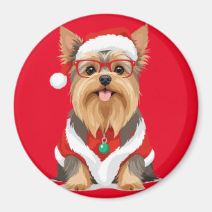 Yorkshire Terrier i Santa Costume Adworthy Funny Magnet