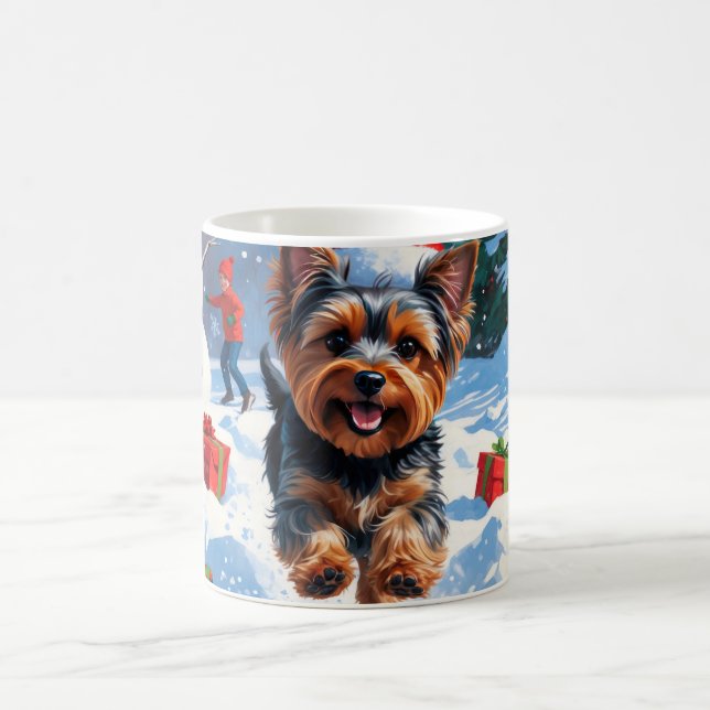 Yorkshire Terrier i Snö med jul Hat Kaffemugg (Center)