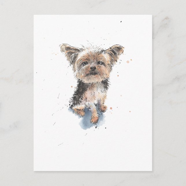 Yorkshire Terrier illustration, lustig Yorkie hund Vykort (Framsida)