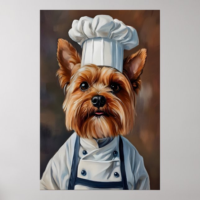 Yorkshire Terrier In Chefs Hat Poster, Pet Poster (Framsidan)