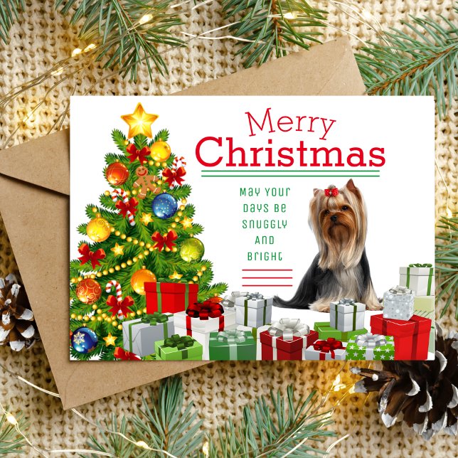 Yorkshire Terrier jul Hälsning Helg Vykort (Yorkshire Terrier Christmas Greeting Holiday Postcard - )