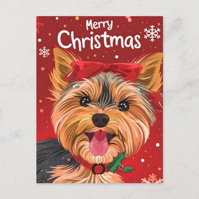 Yorkshire Terrier jul Helg Vykort (Framsida)