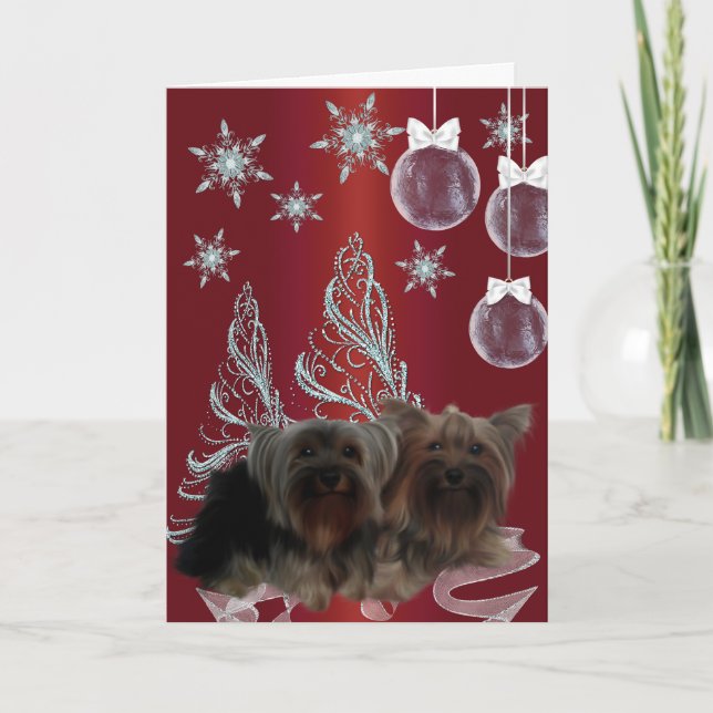 Yorkshire Terrier jul Helgkort (Framsida)