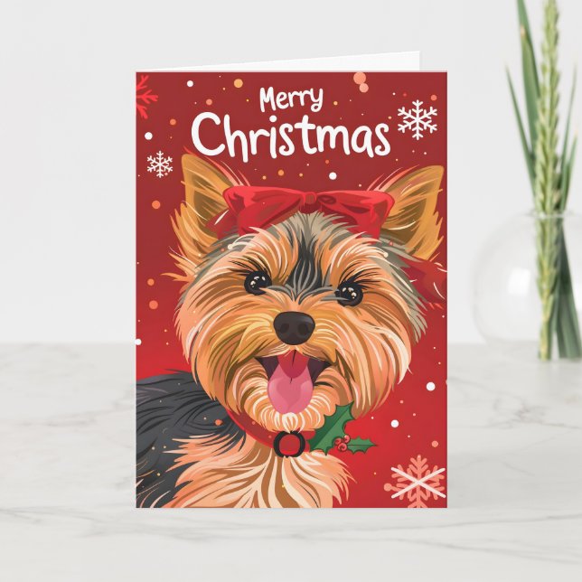 Yorkshire Terrier jul Helgkort (Framsida)