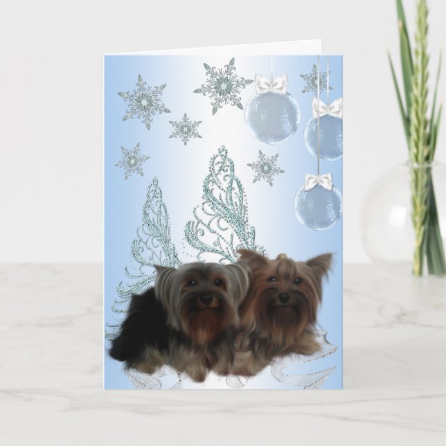 Yorkshire Terrier jul Helgkort (Framsida)