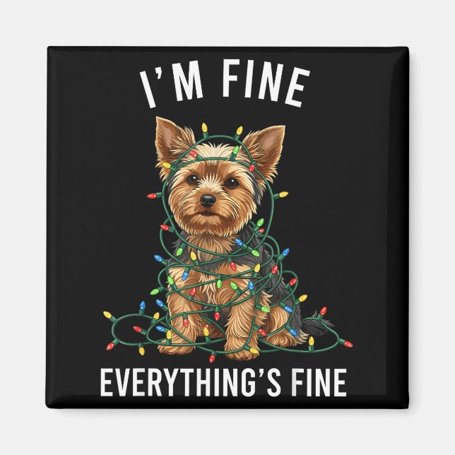 Yorkshire Terrier Jul Jag Mår Bra Allting Är Magnet (Framsidan)