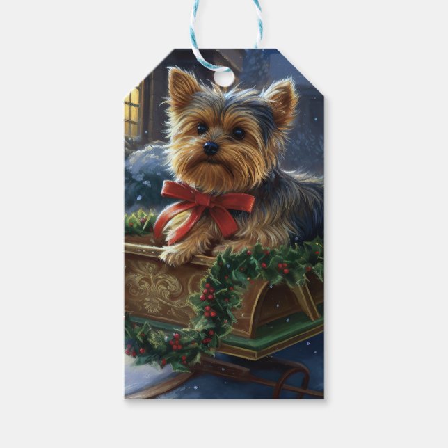 Yorkshire Terrier jul jul, julsäsong Presentetikett (Framsidan)