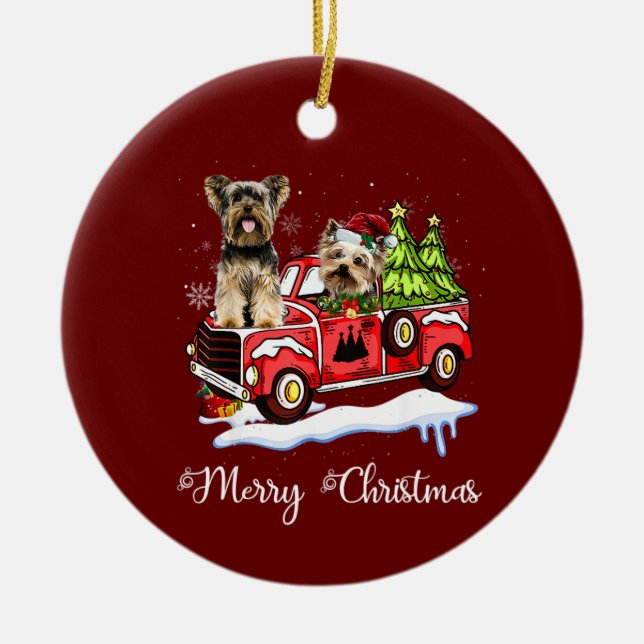 Yorkshire Terrier jul Julgransprydnad Keramik (Framsidan)