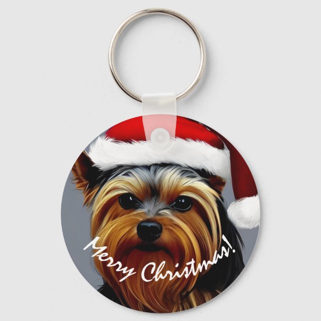 Yorkshire Terrier jul Nyckelring (Framsida)