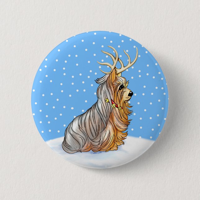 Yorkshire Terrier jul Reindeer Knapp (Framsida)