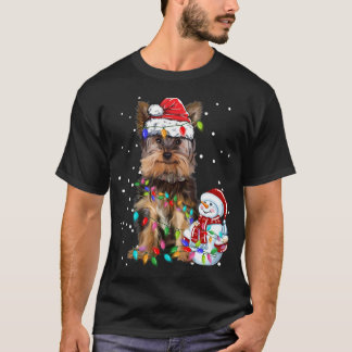 Yorkshire Terrier jul Santa Hat Julafton Ljus T Shirt