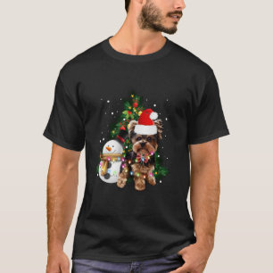 Yorkshire Terrier jul Santa Hat Julafton Ljus T Shirt