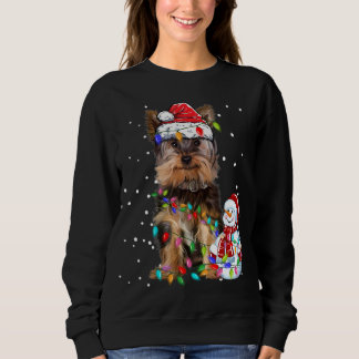 Yorkshire Terrier jul Santa Hat Julafton Ljus T Shirt