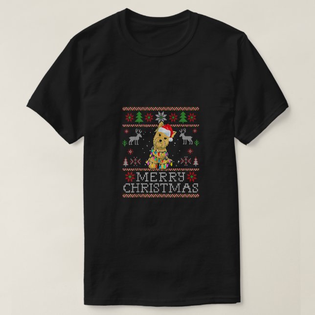 Yorkshire Terrier jul Santa Hat Yorkie Hund X T Shirt (Design framsida)