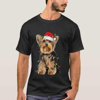 Yorkshire Terrier Jul Santa Hatt Ljus Husdjur D T Shirt