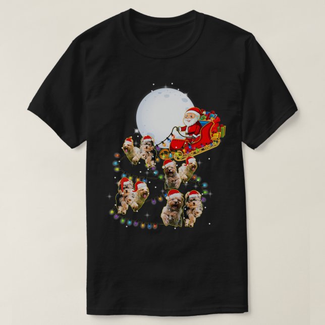Yorkshire Terrier jul Santa Sleigh Rolig hund T Shirt (Design framsida)
