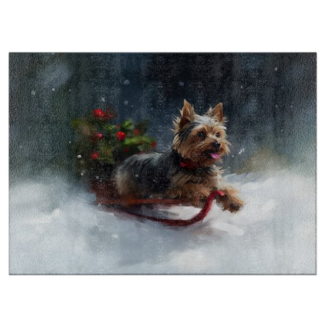 Yorkshire Terrier-jul-snö-vinter (Framsidan)