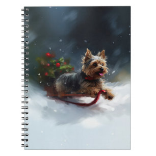 Yorkshire Terrier jul snö vinter Anteckningsbok