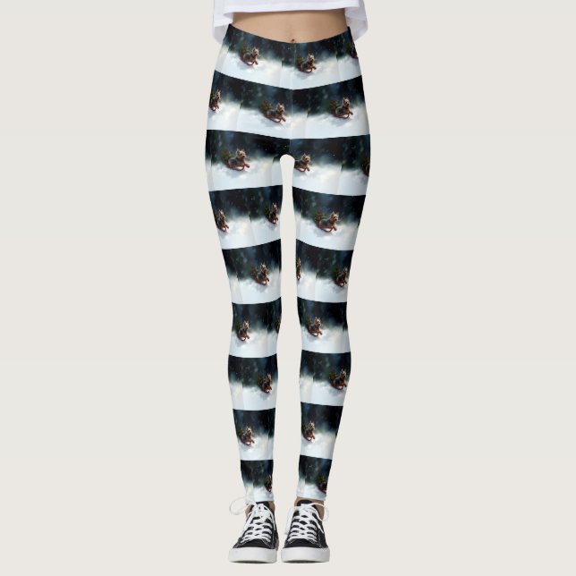 Yorkshire Terrier-jul-snö-vinter Leggings (Framsida)