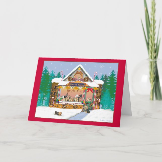 Yorkshire Terrier jul Treat Shop Helgdag Helgkort (Framsida)