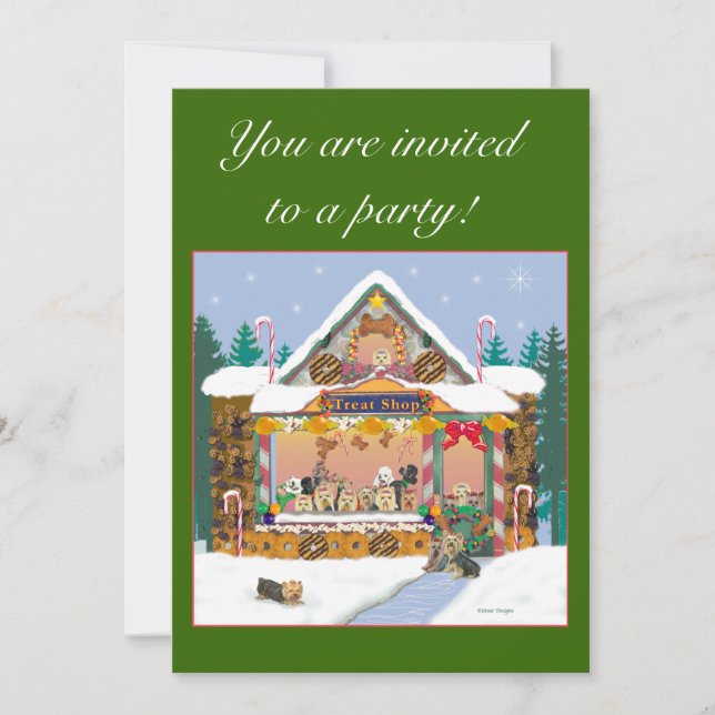 Yorkshire Terrier jul Treat Shop-Inbjudningskort Inbjudningar (Framsida)