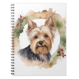 Yorkshire Terrier-jul-Valpen för andningsfag Anteckningsbok