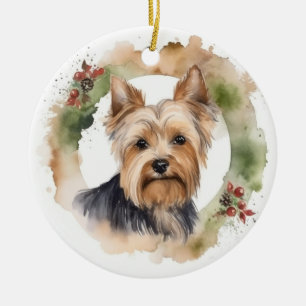Yorkshire Terrier-jul-Valpen för andningsfag Julgransprydnad Keramik