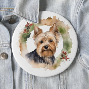 Yorkshire Terrier-jul-Valpen för andningsfag Knapp