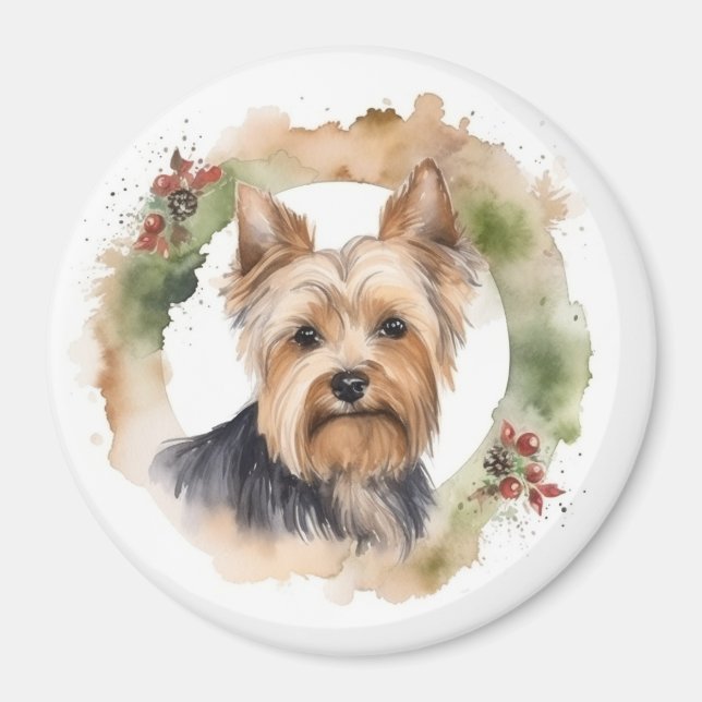 Yorkshire Terrier-jul-Valpen för andningsfag Magnet (Framsidan)