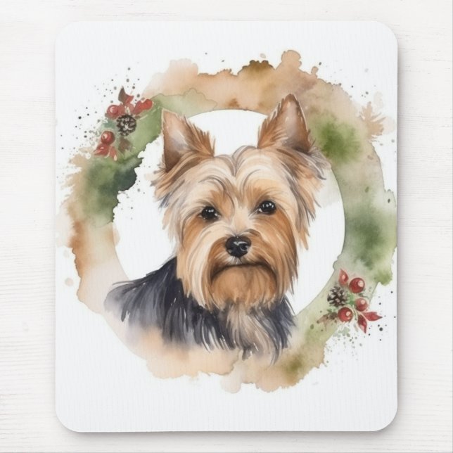 Yorkshire Terrier-jul-Valpen för andningsfag Musmatta (Framsidan)