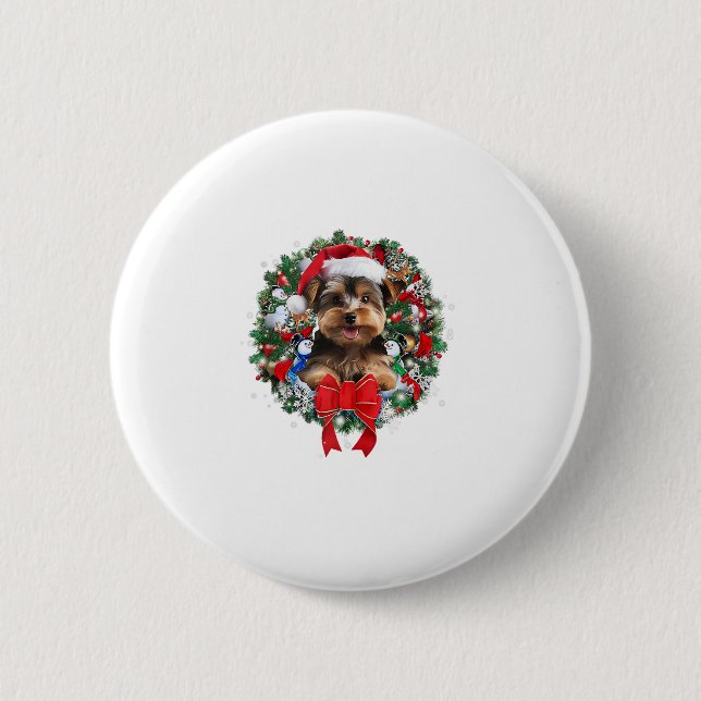 Yorkshire Terrier-julen-Dekorationen Julafton Knapp (Framsida)