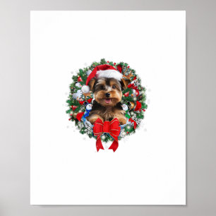 Yorkshire Terrier-julen-Dekorationen Julafton Poster