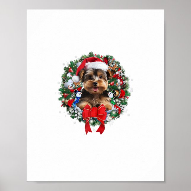 Yorkshire Terrier-julen-Dekorationen Julafton Poster (Framsidan)