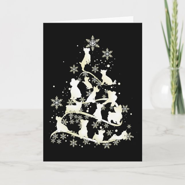 Yorkshire Terrier Julgran Hund Glad Xmas Kort (Framsida)