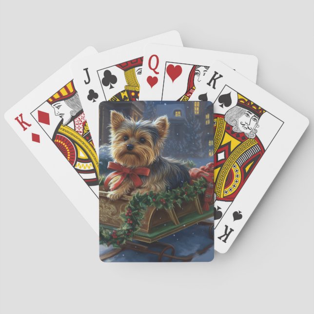 Yorkshire Terrier Julhögtidssäsong Casinokort (Baksidan)