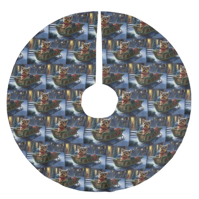Yorkshire Terrier Julhögtidssäsong Julgransmatta Borstad Polyester (Framsidan)