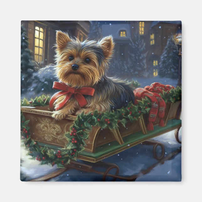 Yorkshire Terrier Julhögtidssäsong Magnet (Framsidan)