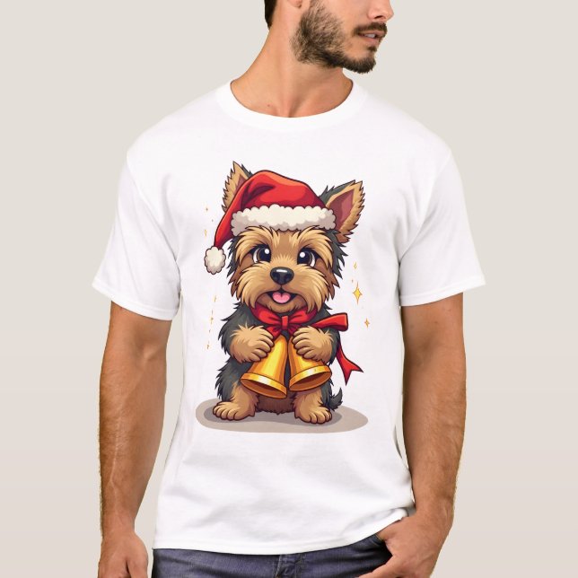 Yorkshire Terrier Julklockor T Shirt (Framsida)