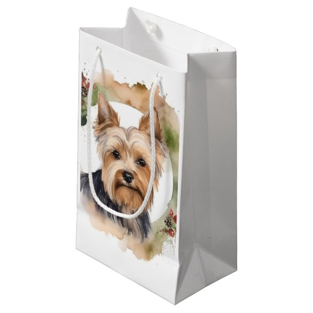 Yorkshire Terrier Julkrans Festlig Valp (Framsidan Vinklad)