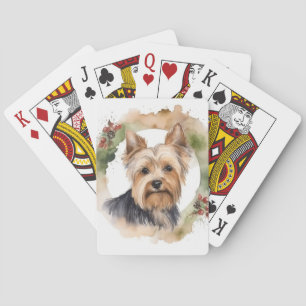 Yorkshire Terrier Julkrans Festlig Valp Casinokort