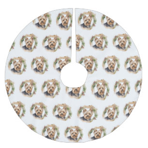 Yorkshire Terrier Julkrans Festlig Valp Julgransmatta Borstad Polyester